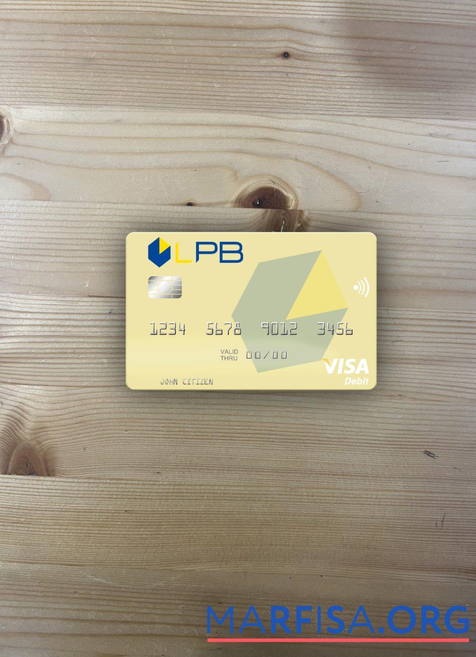 Blank Latvia LPB Bank visa debit card photolook front example